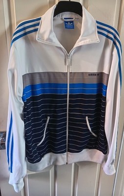 adidas Originals Trainingsjacke XXL weiß blau gestreift 2XL