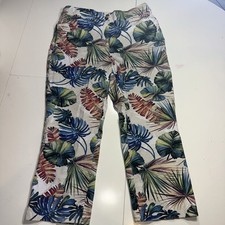 115. Chico s Tropical Capri Pants Sz 1 US 6 GENTLY USED Palm Leaves Stretch