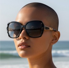 Feisedy B2289 Polarized Women's Black Square Sparkling Frame Sunglasses Case