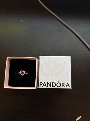 Pandora Elevated Heart Ring Red Sterling Silver, Size 9