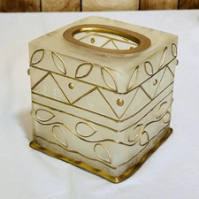 Wamsutta Monique Tissue Box Cover Clear Resin With Gold Accent Retired
