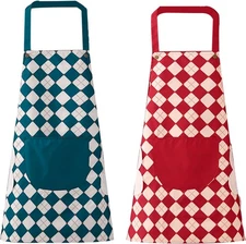 DILLMAN 2 Pack Floral Aprons with Pocket Blooming Womens Waterproof Adjustable C