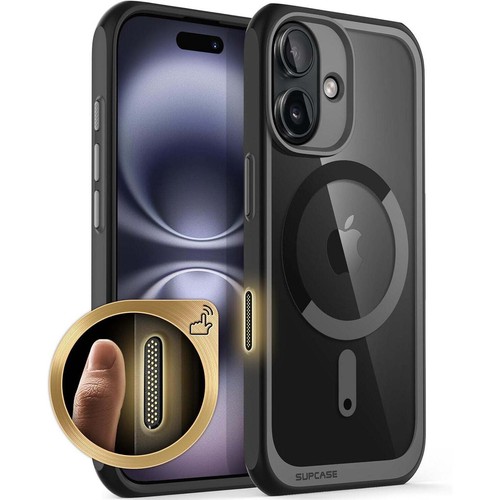 Custodia cellulare per iPhone 16 Supcase case cover custodia foderale trasparente-nero - Foto 2 di 12