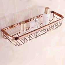 Bathroom Rose Gold Copper Wall Mount Shower Shelf Caddy Basket Storage sba508