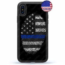 USA Flag Police Sheriff Case Finger Print iPhone 17 16 15 14 13 12 Pro Max Plus