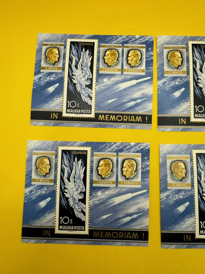 Estampillas espaciales de Hungría - 1968. In Memoriam. Lote de 4 S/S-MNH Foto 2 de 4