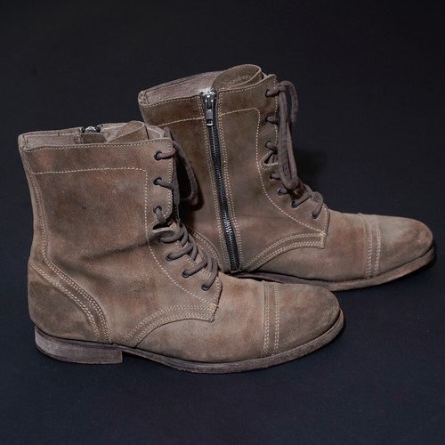 ALL SAINTS Leather Boots UK9 US10 EU43 Mens Suede Distressed Military Combat Zip - Picture 15 of 24