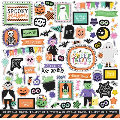 MONSTER MASH 12x12 Element Stickers Echo Park Halloweeny Scrapbook