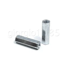 US Stock 2pcs M10 x 1.5 x 39mm Long Rod Coupling Hex Nut Connector Zinc Plated