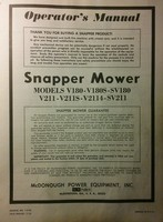 Snapper Lawn Mower V180 V180s Sv180 V211 Sv211 Owner, Service, Parts Manual 8pg Snapper Lawn Mower V180 V180s Sv180 V211 Sv211 Owner, Service, Parts Manual 8pg