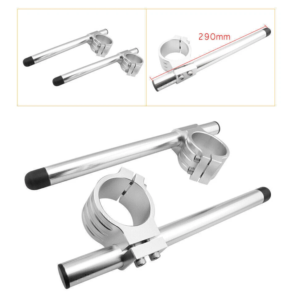 53mm CNC Clip On Handlebar Silver Fit For Ducati 748 916 996 848 1098 Motor - Imagem 2 de 4