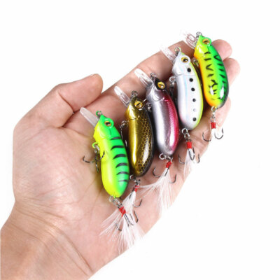5PCS/Set Minnow Crankbait 6cm/10g Wobbler Bait Hooks Bass Fishing Lure Tackle