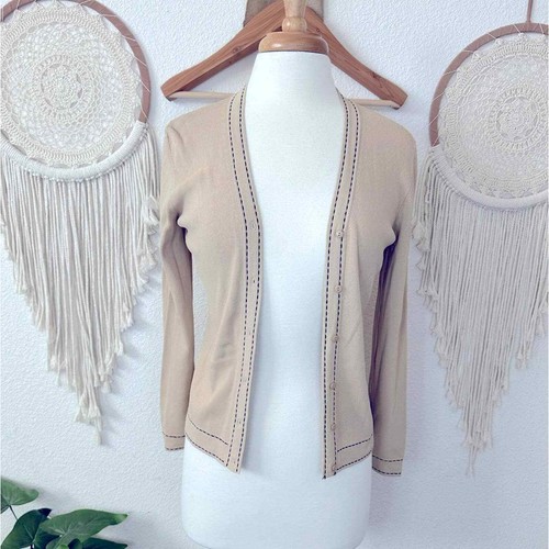Max studio tan button front cardigan with contrast stitching small