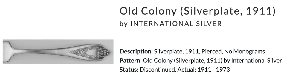 Столовая ложка / сервировочная ложка посеребренная старая колония 1911 от International Silver 8 - Изображение 2 из 4