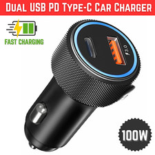 Dual USB PD Type-C Car Charger 100W Fast Adapter For Samsung 21 22 23 Max lot
