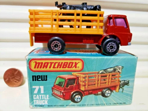 LESNEY MATCHBOX 1976 MB71C CATTLE TRUCK Bronze Cab PURPLE Windows OrgYew Stakes