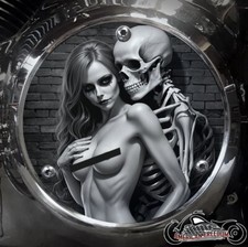 Cubierta de embrague Harley Davidson Derby de 3 agujeros 1970-1998 EVO cabeza de pala calavera en topless