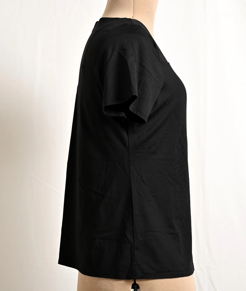 Blusa negra de manga corta East 5th Essentials para mujer ~ talla L - 4621 Foto 3 de 4