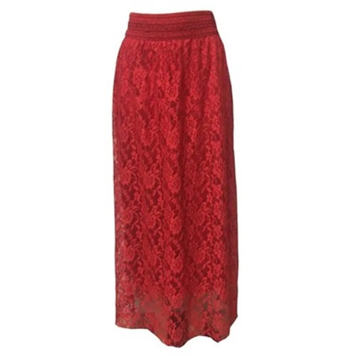 Double Lace Layer Chiffon Pleated Long Maxi Skirt Elastic Waist Long Skirt - Picture 21 of 26