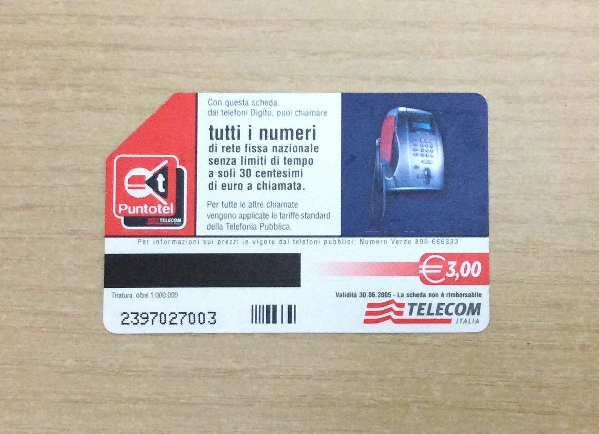 SCHEDA TELEFONICA TELECOM XXX LONG 3,00 EURO 30/06/2005