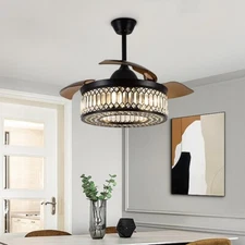 42" black variable frequency crystal fan light with remote control LED light