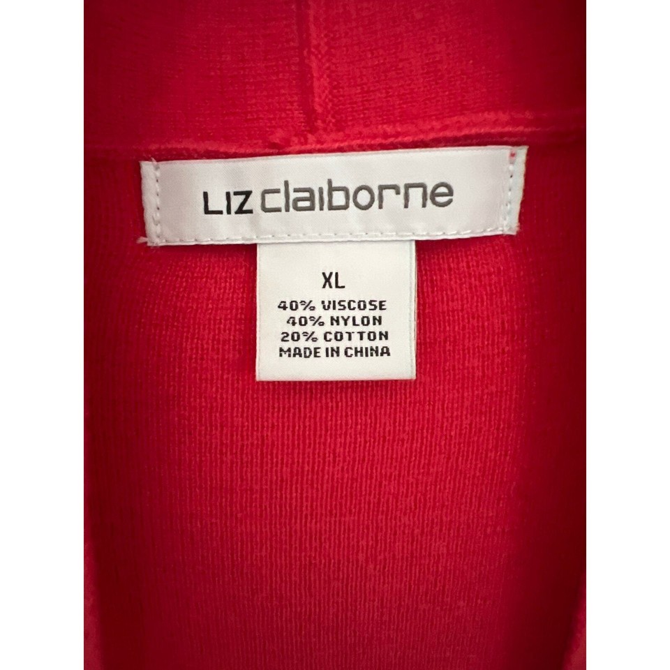 Liz Claiborne coral pink open front knit cardigan sweater viscose blend