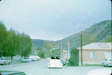 sl54 Original Slide 1960's Desert Lava Spa Motel / cars 055a