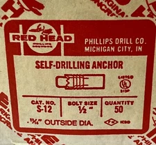 (50) 1/2-13 Self Drilling Concrete Anchor ITW Red Head S-12 Female (11/16 drill)