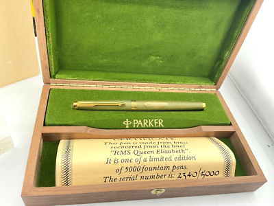 Parker 75 RMS QUEEN ELIZABETH BRASS Fountain Pen LE5000 YEAR 1977