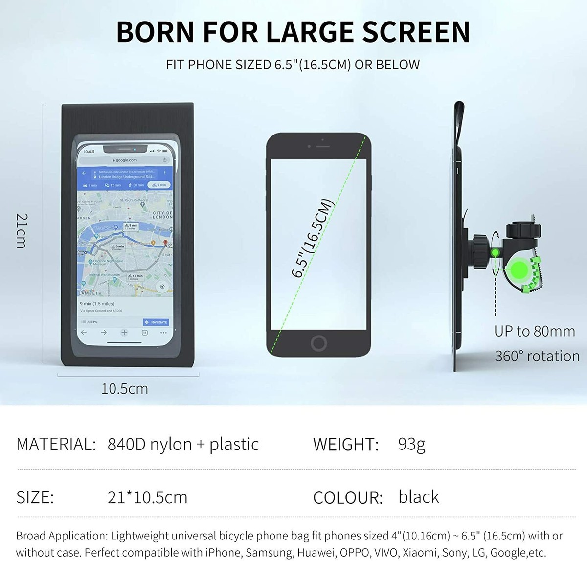 360 Degrees Bicycle Motor Bike Waterproof Phone Case Mount Holder For All Mobile Phones-427650