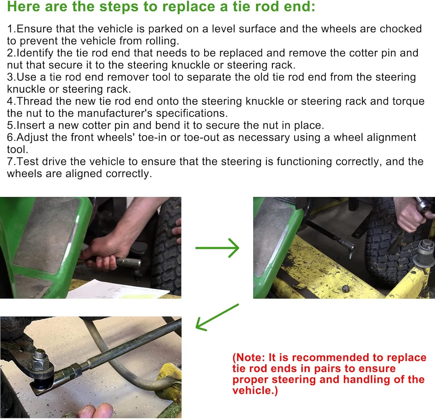 6Pcs AM133072 Steering Tie Rod Ball Joint Ends Fit John Deere X465 X475