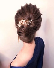 Bridal gold with blush pink flowers hair comb