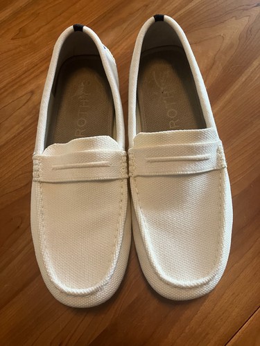 Rothys The Driver Driving Loafer White Slip On Textile Flat Women Sz 9.5 Rare