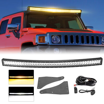 For Hummer H3 2006-2010 Amber/White Strobe 52'' LED Light Bar Roof Mounting Kit