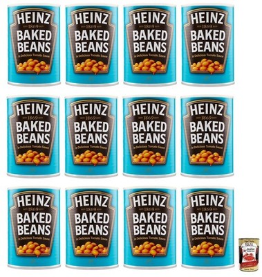 12x Heinz Baked Beans Weiße Bohnen in Tomatensauce 415g+Polpa