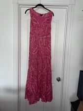 Talbots Pink Paisley Maxi Dress with Tie Back Waist Cottagecore Sz 14