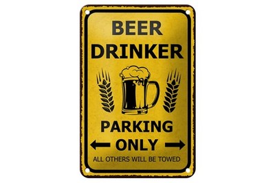 Blechschild 20x30cm gewölbt Beer Drinker parking only Deko Geschenk Schild
