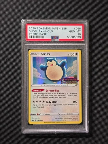 Pokémon Snorlax - (Prerelease) SWSH068 Promo Cards Holo PSA 10 GEM MINT