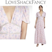 🌺LoveShackFancy Romantic Stacy Duster Dress Pink Garden Floral MSRP $475