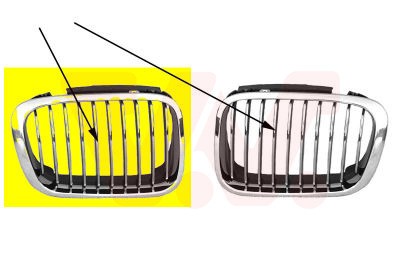 VAN Wezel KüHlergrill Schwarz Vorne Rechts (0646516) FüR BMW 3 | KüHlergrill,-image