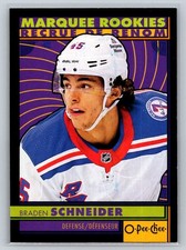 2022-23 O-Pee-Chee Retro Black Border Braden Schneider RC 099/100 New York