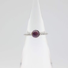 925 Sterling Silver Amethyst Gemstone Twisted Band Ring Size 8