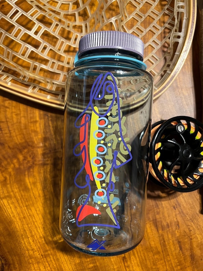 Brook Trout Nalgene Bottle &ndash; Fly Fishing Art, Eco-Friendly 32oz Water Bottle