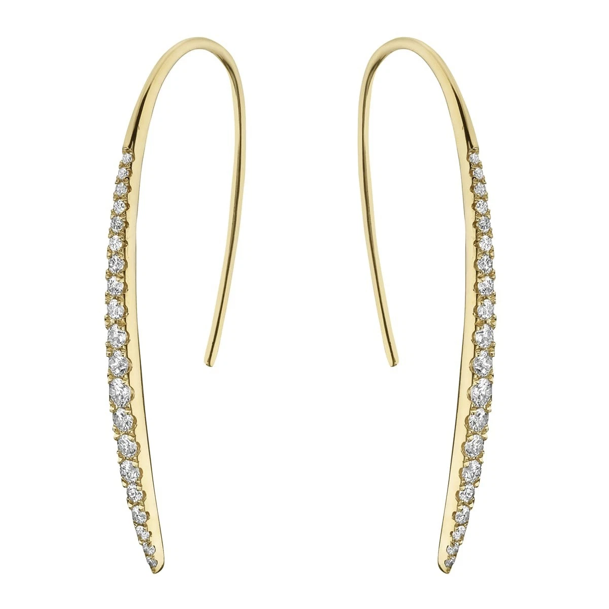 Solid 14K Yellow Gold Natural Diamond Hook Earrings 0.58 ct tw G SI1 Women's