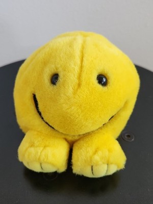 Vtg  Puffkins HAPPY SMILEY FACE Yellow Plush Toy  Swibco 1994 No Tag Excellent!
