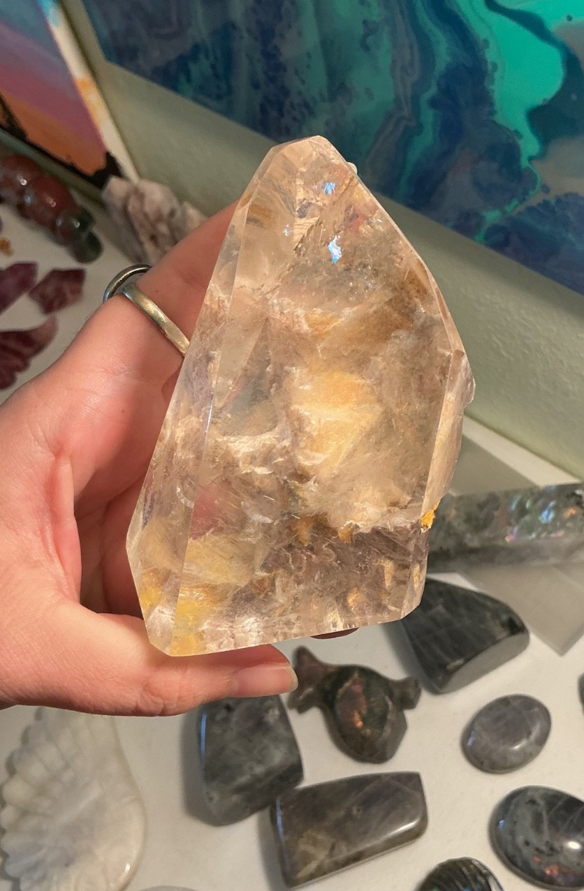 Garden Quartz Freeform Crystal Mineral Gemstone Specimen Polished Lodolite 421g
