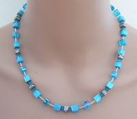 Halskette Collier WüRfel Cat Eye Kristallglas TüRkis Edel Elegant Strass 542F