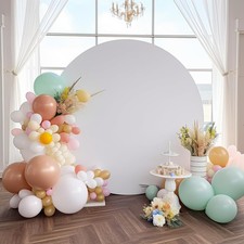 Haefoo 7.2FT White Round Backdrop Cover for 5 to 7.2ft Circle Arch Stand - Ad...
