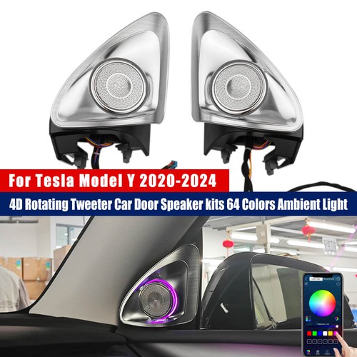 Tweeter Giratorio 4D 64 Colores Luz Ambiental Para Tesla Model Y 2020-2024 - Imagen 16 de 17