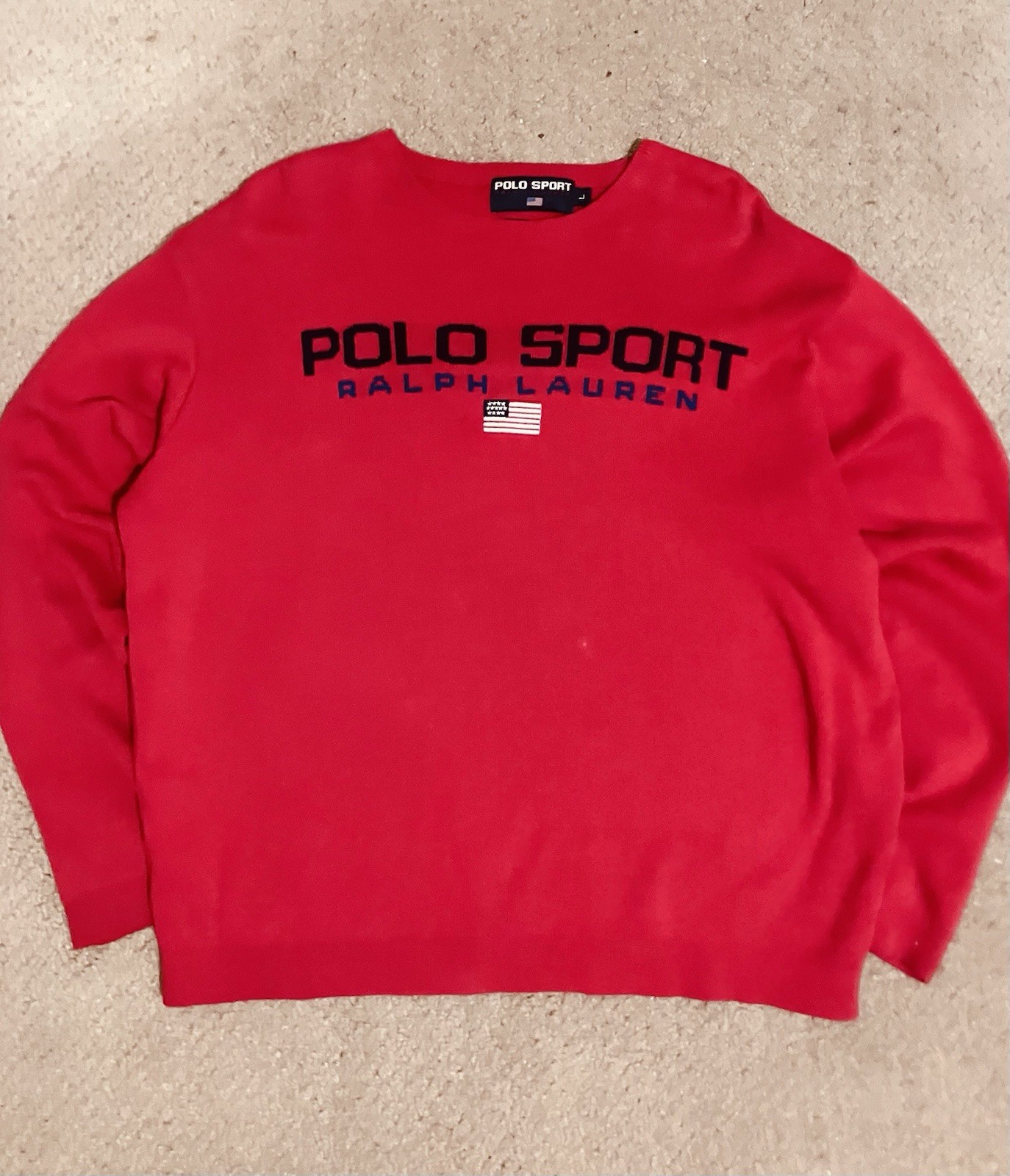 Polo Ralph Lauren USA Polo Sport 90s Vintage Red Knit Sweater